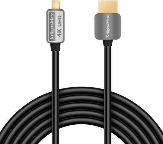 Kruger & Matz Cable HDMI male - micro HDMI male 3m Μαύρο
