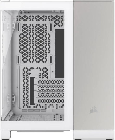 Corsair 2500X Gaming Mikro-Turm Computergehäuse mit Seitenfenster Weiß/Satin-Graues Aluminium