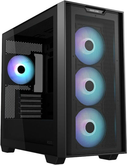 Asus A21 Plus Gaming Mini-Turm Computergehäuse mit Seitenfenster Schwarze