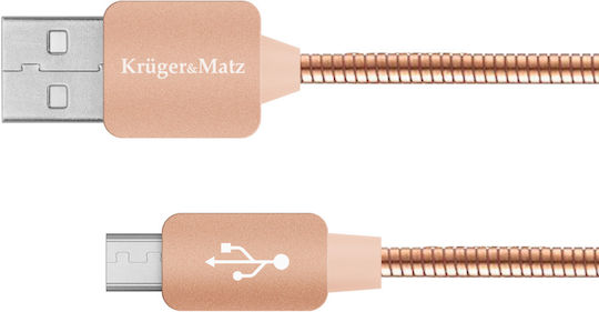Kruger & Matz Edelstahl USB 2.0 auf Micro-USB-Kabel Rosa 1m (KM0360) 1Stück