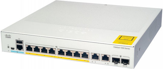 Cisco Catalyst C1000-8P-E-2G-L Gestionat L2 PoE+ Switch cu 8 Porturi Gigabit (1Gbps) Ethernet și 2 Porturi SFP