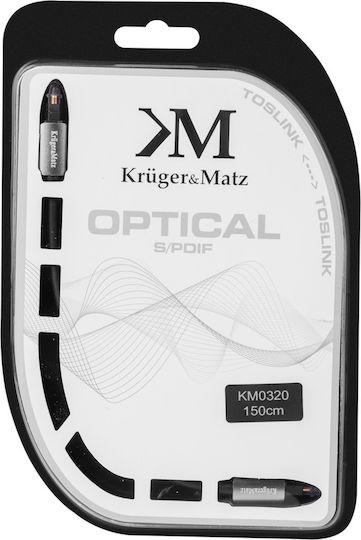 Kruger & Matz Optical Audio Cable TOS male - TOS male Μαύρο 1.5m (KM0320)