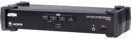 Aten 4-Port USB 3.0 4K HDMI KVMP Switch with Audio Mixer Mode