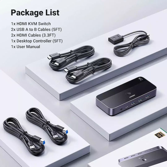 Ugreen Cm664 Hdmi Switch 2in1 Kvm Switch Black