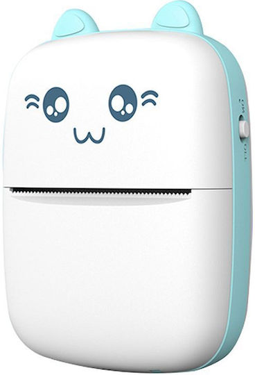 Mini Bluetooth Thermal Printer Photos Φορητός Εκτυπωτής White Blue