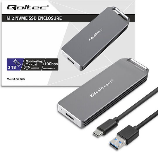 Qoltec Case for Hard Drive M.2 PCI Express with Connection Type-C Silver