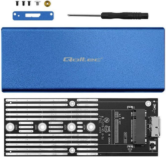 Qoltec Case for Hard Drive M.2 SATA III with Connection USB 3.0 Blue