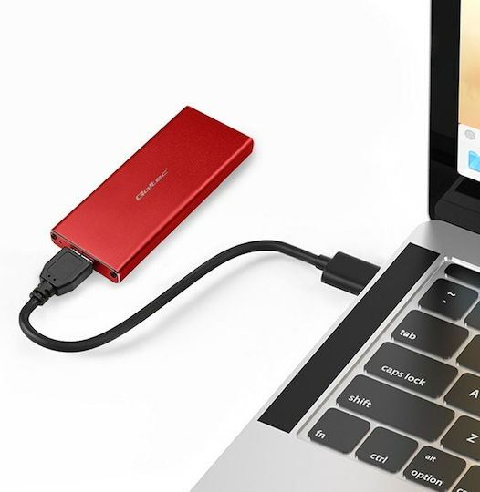 Qoltec Case for Hard Drive M.2 SATA III with Connection USB 3.0 Red