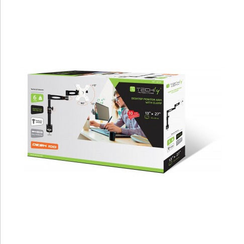 Techly Halterung Auf dem Schreibtisch Monitor bis 27" mit Arm (ICA-LCD-502BK)