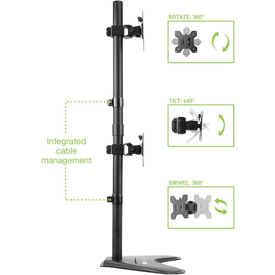 Techly ICA-LCD 2520V2 Стойка за 2 Монитори до 32" Черна