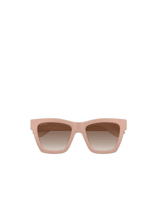 Gucci Women's Sunglasses with Pink Plastic Frame and Brown Gradient Lens GG1714S 005