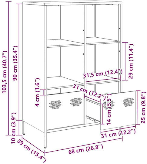 Bibliothek Rosa 68x39x103,5cm