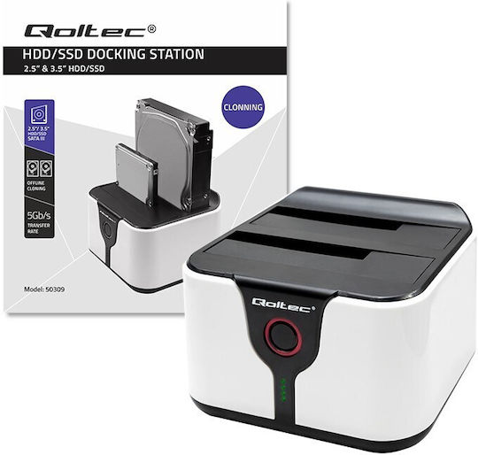 Qoltec Docking Station for 2 Hard Drives SATA 2.5" / 3.5" with Connection USB 3.0 (50309)