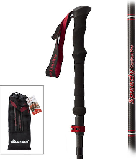 AlpinPro Speedy Pliabile Baston de trekking din fibră de carbon 2 buc Negre