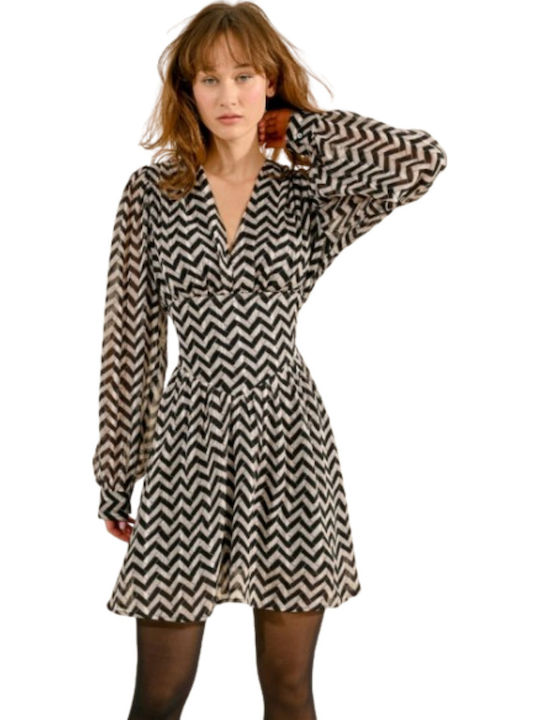 Ladies Woven Dress Mini Dress Black, White, Grey