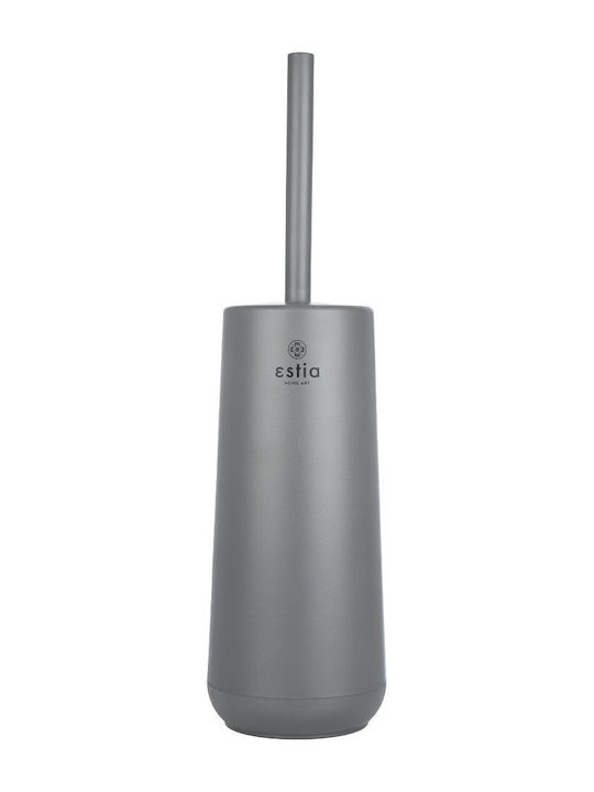 Estia Fjord Plastic Toilet Brush and Basket Set Soft Close 5lt Gray