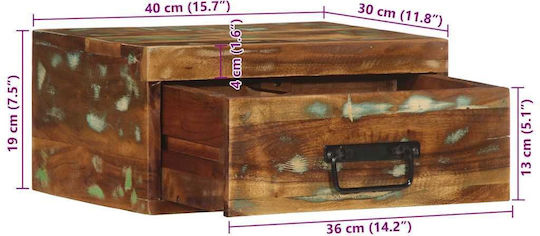 Κομοδίνα από Μασίφ Ξύλο Πολύχρωμα 2τμχ 40x30x19cm