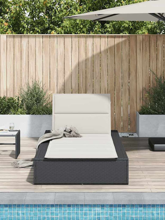 Ξαπλώστρα Rattan με Μαξιλάρι Μαύρη 210x100x28εκ.