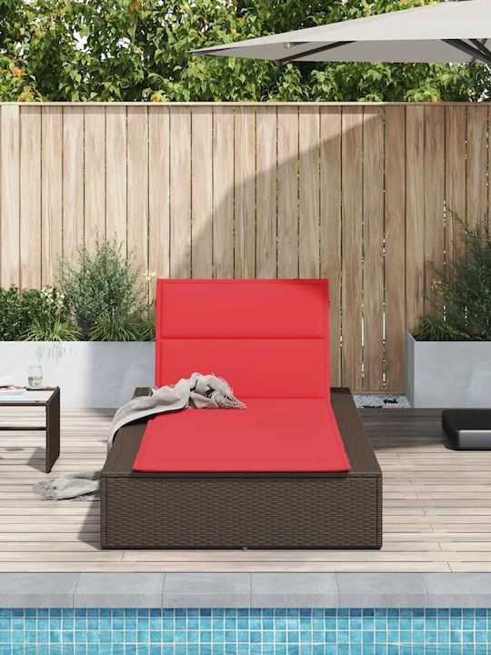 Градински и басейнови шезлонги Rattan с Кафява Възглавница 210x100x28см
