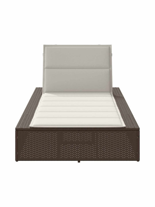 Liegestuhl Rattan mit Kissen Braun 210x100x28cm.