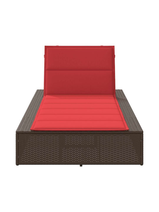 Градински и басейнови шезлонги Rattan с Кафява Възглавница 210x100x28см