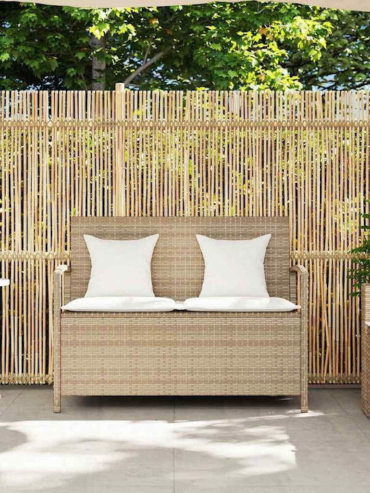 Παγκάκι Εξωτερικού Χώρου Rattan με Μπαούλο και Μαξιλάρια
