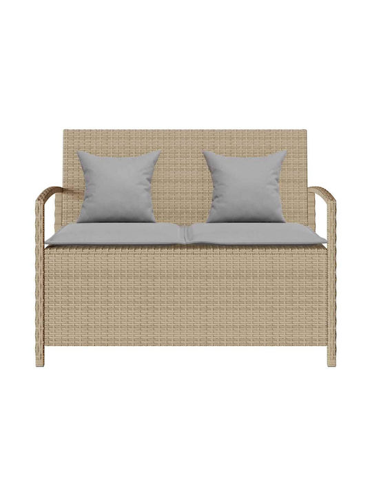 Bench Outdoor Rattan with Chest and Pillows