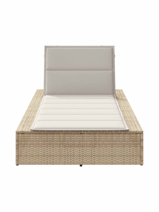 Градински и басейнови шезлонги Rattan с бежово възглавнично легло 210x100x28см