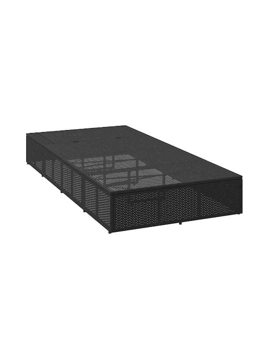 Șezlong Rattan cu Pernă Negru 210x100x28cm