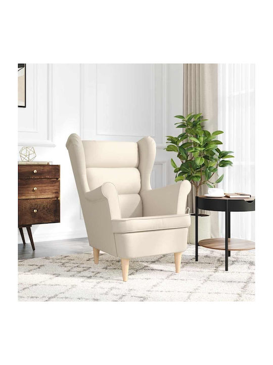 Armchair with Footstool White 74x84x100cm