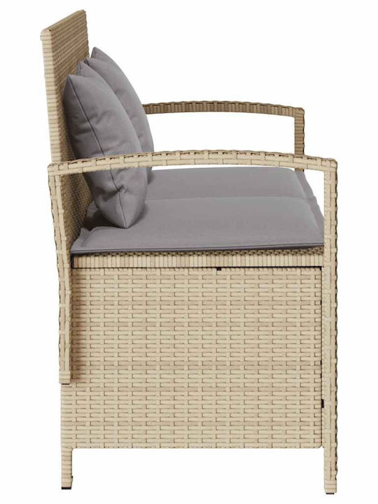 Bench Outdoor Rattan with Chest and Pillows