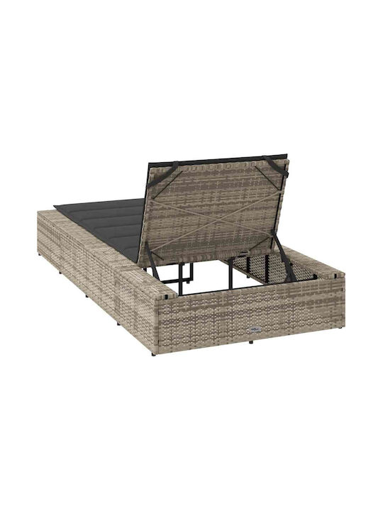 Liegestuhl Rattan mit Kissen Gray 210x100x28cm.