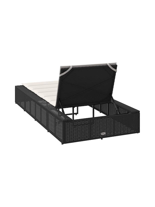 Ξαπλώστρα Rattan με Μαξιλάρι Μαύρη 210x100x28εκ.
