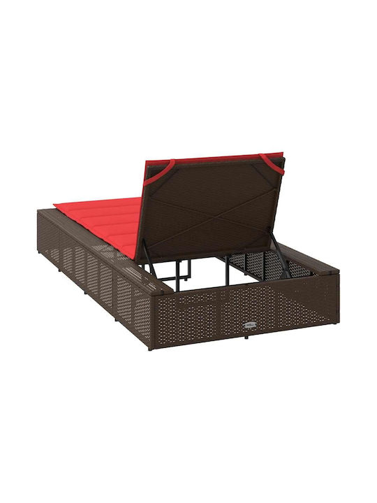 Градински и басейнови шезлонги Rattan с Кафява Възглавница 210x100x28см