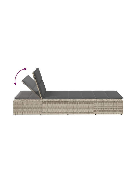 Liegestuhl Rattan mit Kissen Gray 210x100x28cm.