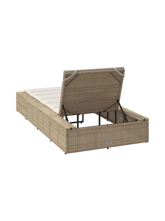 Градински и басейнови шезлонги Rattan с бежово възглавнично легло 210x100x28см