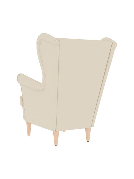 Armchair with Footstool White 74x84x100cm