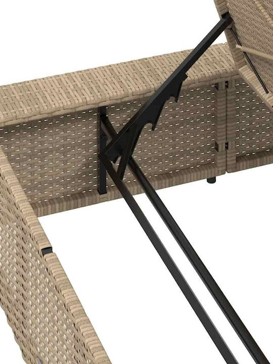 Градински и басейнови шезлонги Rattan с бежово възглавнично легло 210x100x28см