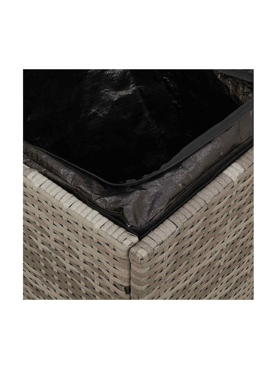 Garden Stool Cube Outdoor Rattan with Grey Cushion 2 Pieces 40x40x43cm