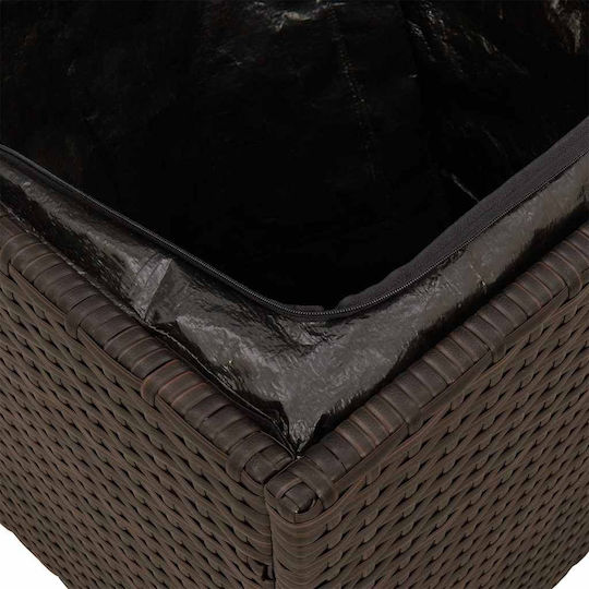 Garden Stool Cube Outdoor Rattan with Cushion Brown 2 Pieces 40x40x43cm