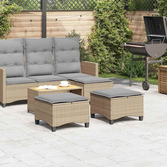 Băncuțe De Grădină Cub Pentru Exterior Rattan Cu Pernă Bej 2 Buc 55x55x36cm