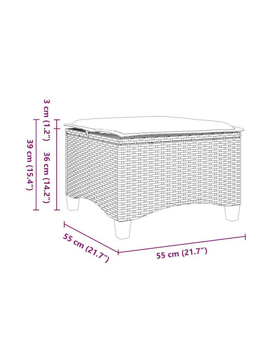 Băncuțe De Grădină Cub Pentru Exterior Rattan Cu Pernă Gri 2 Buc 55x55x36cm