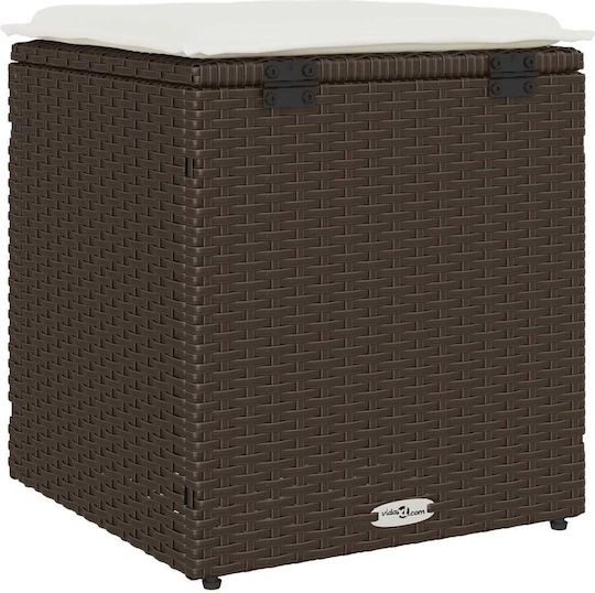 Garden Stool Cube Outdoor Rattan with Cushion Brown 2 Pieces 40x40x43cm