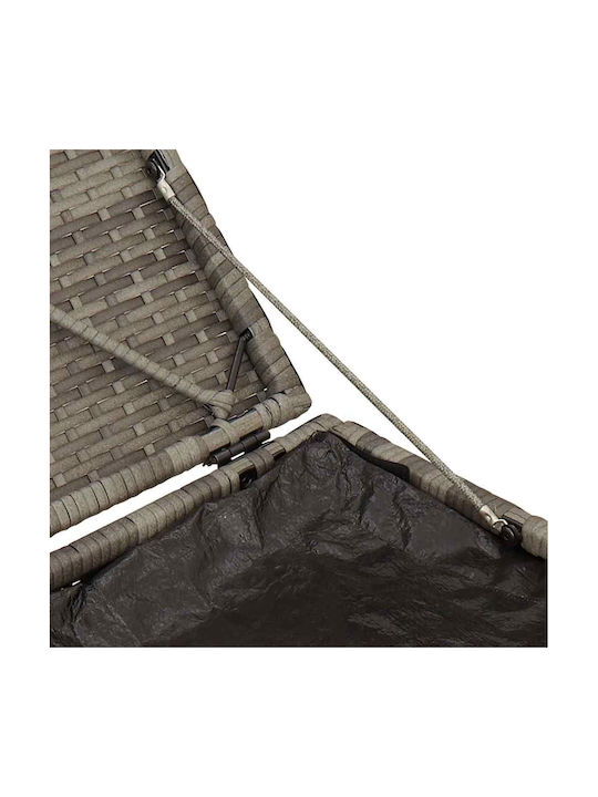 Garden Stool Cube Outdoor Rattan with Grey Cushion 2 Pieces 40x40x43cm