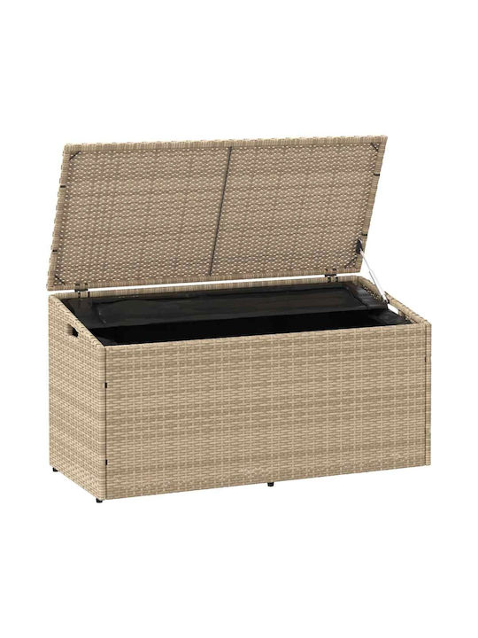 vidaXL Μπαούλο Αποθήκευσης Εξωτερικού Χώρου Rattan Μπεζ Μ110xΠ50xΥ58εκ.