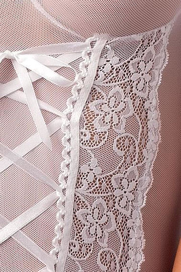 Casmir Lingerie Marcelle Corset with G-String Sexy Σετ Εσωρούχων με Δαντέλα & Ζαρτιέρες White