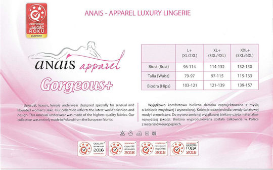 Anais Apparel Set Algie Sexy Σετ Εσωρούχων με Δαντέλα Black Plus Size