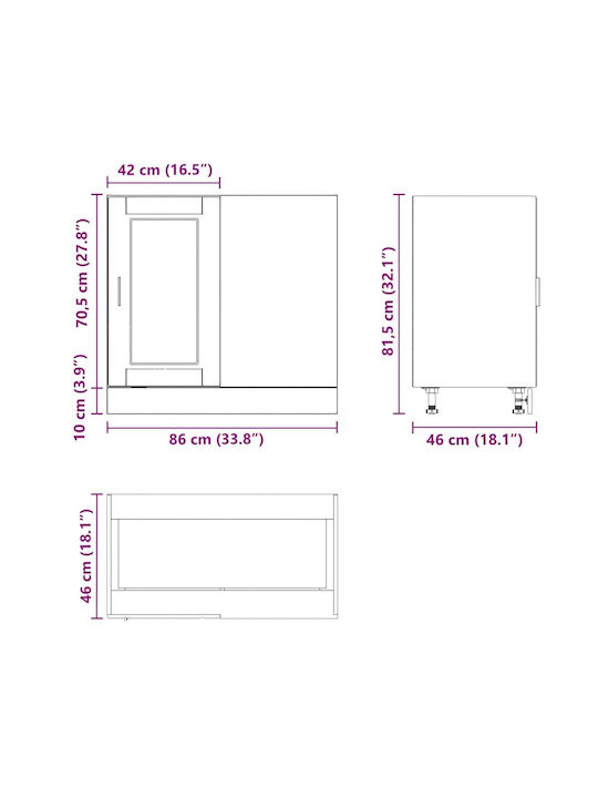 Dulap de Colț pardoseală Gri 86x46x81.5buc