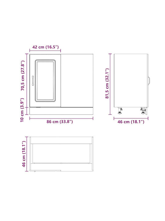 Eckschrank Boden Grey 86x46x81.5Stück