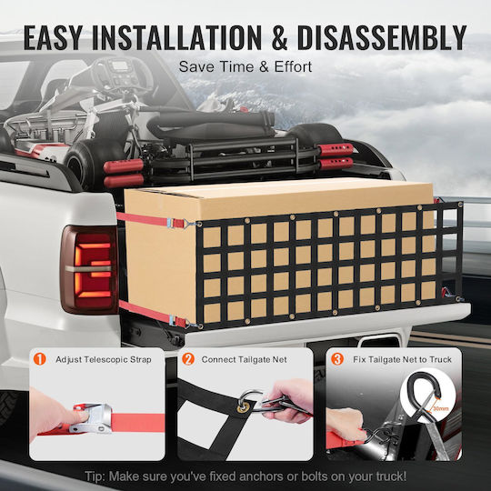 Vevor Pickup Truck Tailgate Net 54" X 18" Adjustable Trucks
